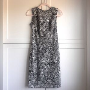 Calvin Klein Midi Dress Black White Animal Office to Evening Wear Size2 Mob Wife